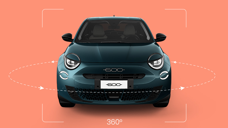 Fiat 600 Hybrid Icon su sfondo arancione – Fiat IT