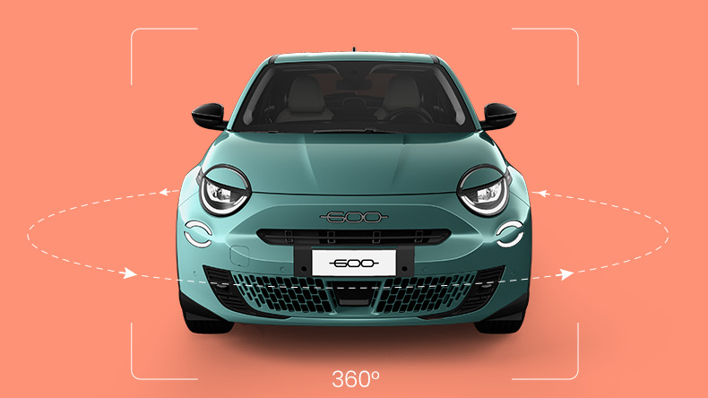 Fiat 600 Hybrid La Prima su sfondo arancione – Fiat IT