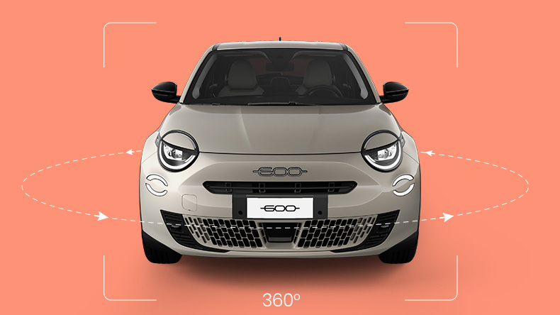 Fiat 600 Hybrid Pop su sfondo arancione – Fiat IT