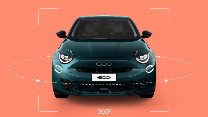 Fiat 600 Hybrid Icon su sfondo arancione – Fiat IT