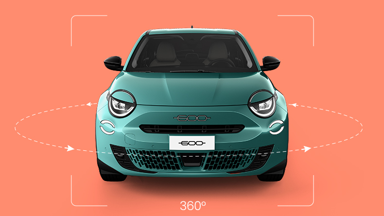 Fiat 600 Hybrid La Prima su sfondo arancione – Fiat IT